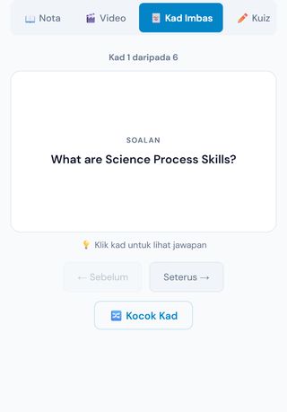 Paparan kad imbas dalam app ilmugo